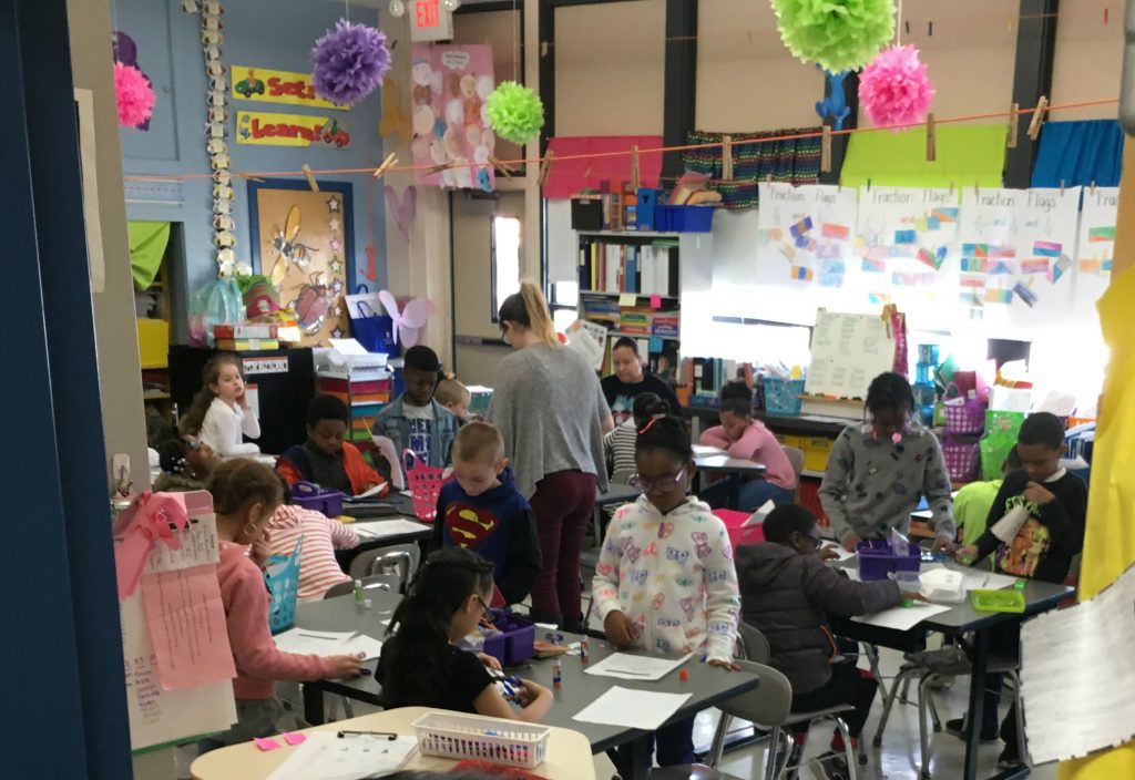Class Students work inside a classroom at Eisenberg Elementary School in New Castle. (Mark Eichmann/WHYY)