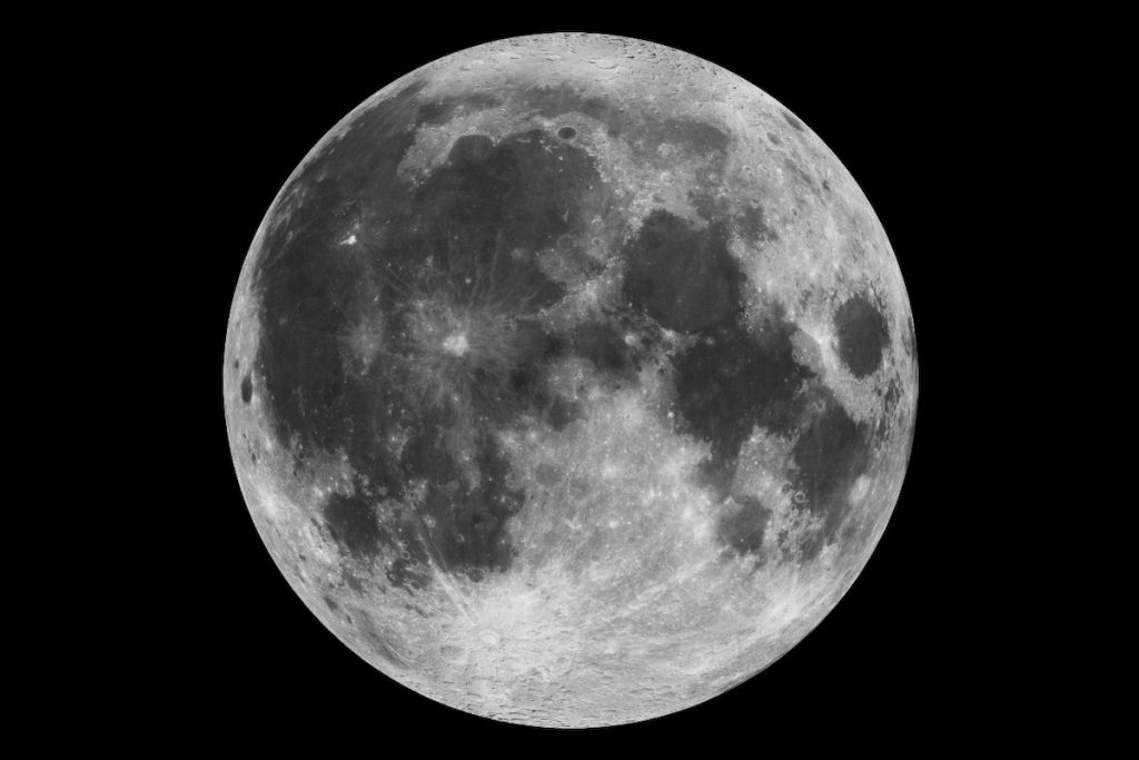 GSFC_20171208_Archive_e001982_orig This composite image of the moon using Clementine data from 1994 is the view we are most likely to see when the moon is full. Credit: NASA