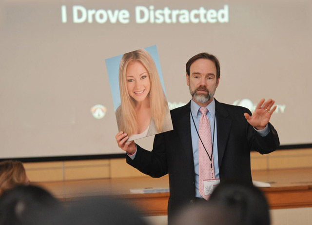 IMG_2460 Joel Feldman, an attorney from Delaware County, has traveled the country since 2010, educating adults and students on the dangers of distracted driving in roughly hourlong presentations. His daughter was hit and killed by a driver in 2009. (Courtesy of Joel Feldman)