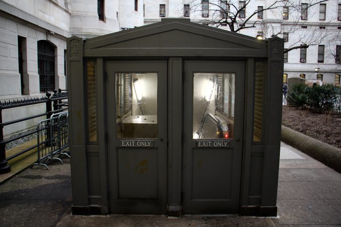 Cast iron subway entrance in city hall courtyard (Emma Lee/WHYY)