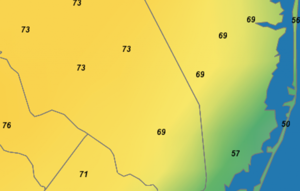 Temperatures in South Jersey at 3 p.m. on Friday, March 15. (Image: New Jersey Weather & Climate Network)