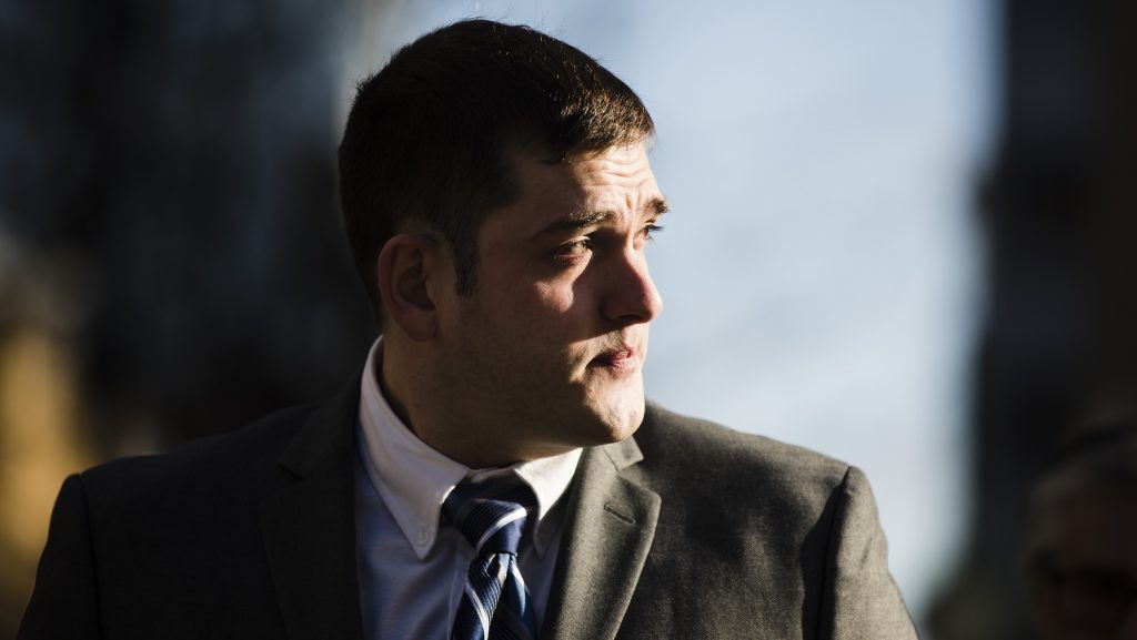 Former East Pittsburgh police officer Michael Rosfeld at the Dauphin County Courthouse in Harrisburg, Pa., earlier this month. Former East Pittsburgh police officer Michael Rosfeld at the Dauphin County Courthouse in Harrisburg, Pa., earlier this month. (Matt Rourke/AP Photo)