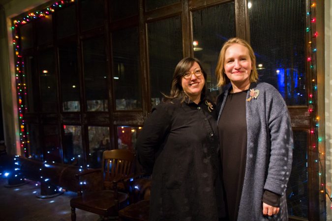 Allegra Derengowski and Rasa Stirbys Benefico are the owners of Birchtree Catering located in the Globe Dye Works building. (Kimberly Paynter/WHYY)
