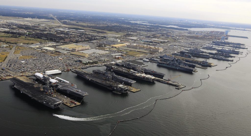 121220-N-ZN152-189 Naval Station Norfolk in Virginia, the Navy’s largest base, is endangered by sea level rise. (Courtesy of Mass Communication Specialist 2nd Class Ernest R. Scott)
