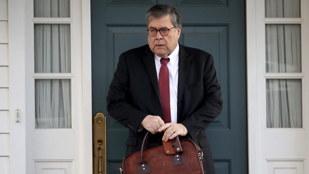 Attorney General William Barr departs his home on Friday in McLean, Va. He has notified Congress that he has received special counsel Robert Mueller’s report on his investigation into Russian interference in the 2016 election. Attorney General William Barr departs his home on Friday in McLean, Va. He has notified Congress that he has received special counsel Robert Mueller's report on his investigation into Russian interference in the 2016 election. (Win McNamee/Getty Images)
