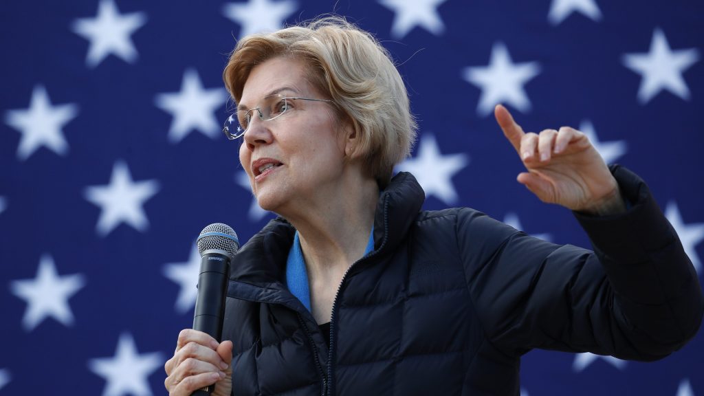 Presidential candidate Sen. Elizabeth Warren, D-Mass., at an organizing event in February. Warren says she wants to get rid of the Electoral College, and vote for president using a national popular vote. Presidential candidate Sen. Elizabeth Warren, D-Mass., at an organizing event in February. Warren says she wants to get rid of the Electoral College, and vote for president using a national popular vote. (John Locher/AP)