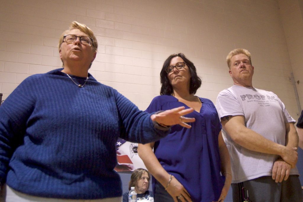 Safehouse Community Meeting A group of leaders from the local community speak out against plans for a supervised injection facility during a community meeting at the Heitzman Rec Center on Thursday night. (Bastiaan Slabbers for WHYY)