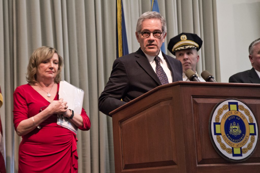 2019 04 10 hooked inc Philadelphia District Attorney Larry Krasner and other investigators announce charges against Philadelphia towing company Hooked Inc. (Kimberly Paynter/WHYY)