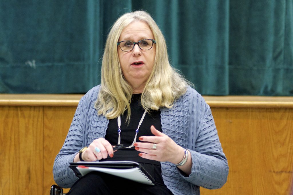 PFAS Action Team Public Townhall Meeting In this file photo, Secretary of Health Dr. Rachel Levine speaks to members of the media, April 15, 2019. (Bastiaan Slabbers for WHYY)