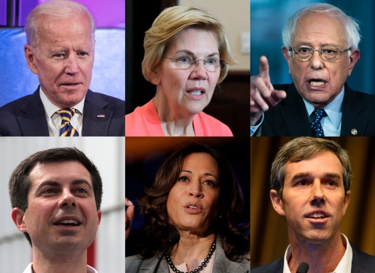 Joe Biden, Elizabeth Warren Bernie Sanders, Pete Buttigeig, Kamala Harris, Beto O'Rourke (AP)