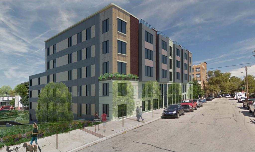 4136-mitchell-st-aerial-kca-design-associates-january-17-cdr-3.original This rendering shows 4136 Mitchell Street in Roxborough, where additional height was allowed in exchange for a promise of a fresh food market. (KCA Design Associates)