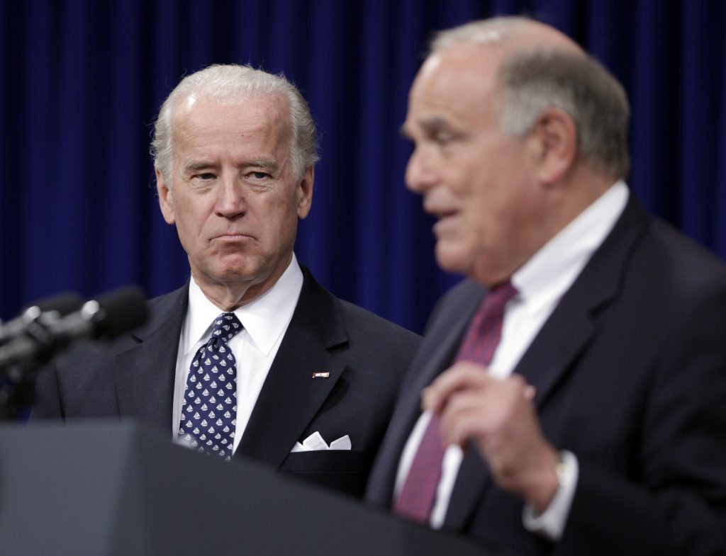 Joe Biden, Ed Rendell Former Vice President Joe Biden looks on at left as then-Pa. Gov. Ed Rendell speaks during a news conference at the Pennsylvania Capitol in Harrisburg, Pa., Wednesday, Feb. 11, 2009. (Carolyn Kaster/AP Photo)