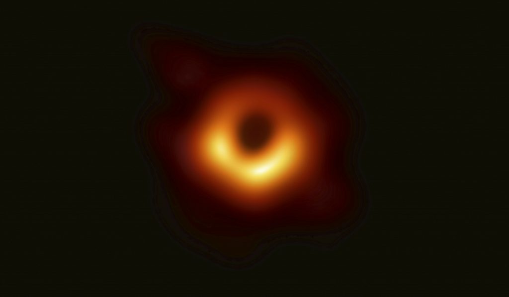 Black Hole This image released Wednesday, April 10, 2019, by Event Horizon Telescope shows a black hole. Scientists revealed the first image ever made of a black hole after assembling data gathered by a network of radio telescopes around the world. (Event Horizon Telescope Collaboration/Maunakea Observatories via AP)