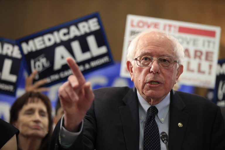 AP_19100555515891-768×512 Sen. Bernie Sanders, I-Vt., introduces the Medicare for All Act of 2019, on Capitol Hill in Washington, Wednesday, April 10, 2019. (Manuel Balce Ceneta/AP Photo)