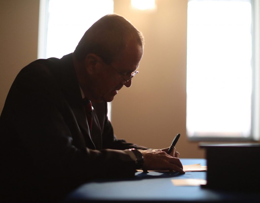 New Jersey Right to Die Law In this photo provided by the New Jersey Office of the Governor, N.J. Gov. Phil Murphy signs the Medical Aid in Dying for the Terminally Ill Act Friday, April 12, 2019 at the New Jersey Statehouse in Trenton, N.J. New Jersey is the seventh state to enact a law permitting terminally ill patients to seek life ending medication. (New Jersey Office of the Governor via AP)