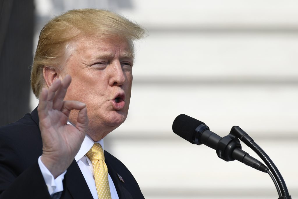 Donald Trump In this April 25, 2019, photo, President Donald Trump speaks on the South Lawn of the White House in Washington. (Susan Walsh/AP Photo)