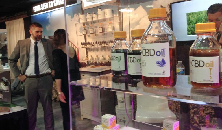 In this Wednesday, May 20, 2015, photo, oil containing CBD from agricultural hemp is displayed at the Marijuana Business Conference & Expo in Chicago. (Carla K. Johnson/AP Photo)