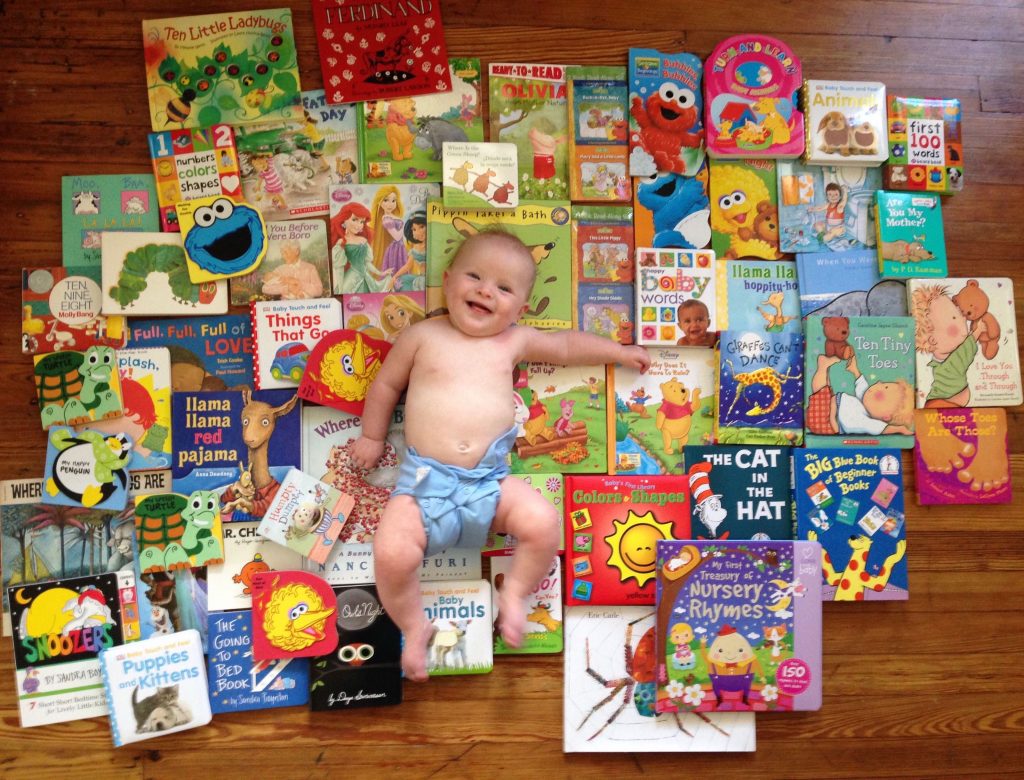IMG_3753 Josie Shipley received many books for her 6-month birthday. Her mother, Nicole Chaney, requested extras to donate — 60 in all — to new mothers in 2015 at the Hospital of the University of Pennsylvania, where she worked. (Courtesy of Nicole Chaney)