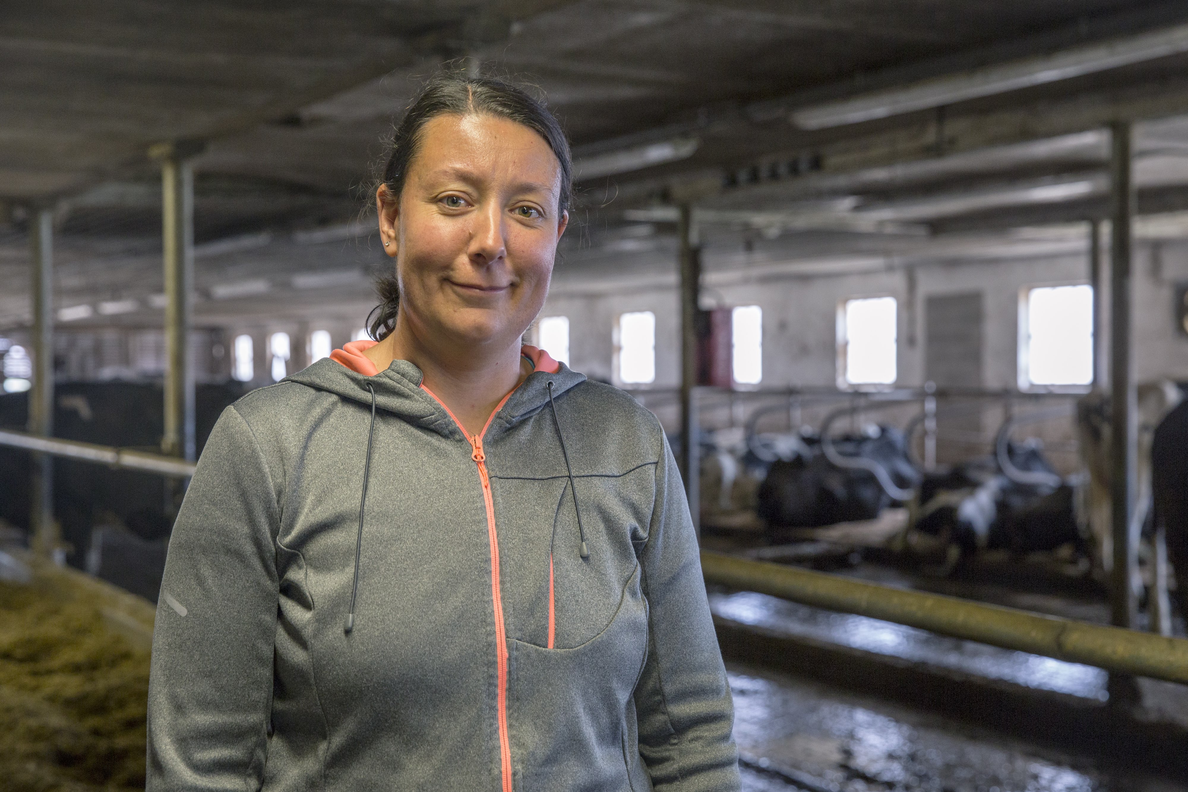 Bethany Coursen is a Centre County farmer and the president of the local Farm Bureau. Her farm milks cows and grows multiple crops. (Min Xian / Keystone Crossroads)