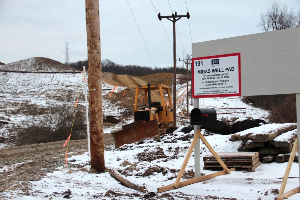Huntley & Huntley Energy Exploration's Midas Well pad, the first Marcellus shale gas well in the Pittsburgh suburb of Plum. (Reid R. Frazier/StateImpact Pennsylvania)