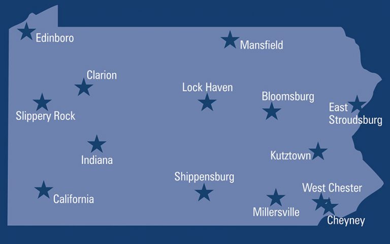 ​​​​​​​​Pennsylvania’s State System of Higher Education includes 14 schools state-wide (Image via http://www.passhe.edu/)
