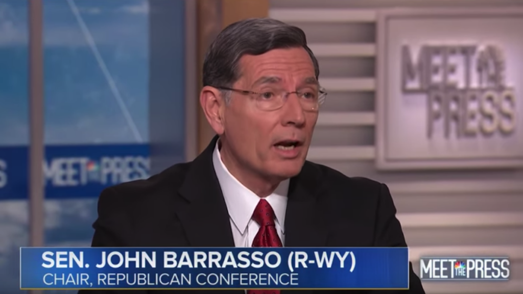 Screen Shot 2019-04-01 at 10.49.33 AM Sen. John Barrasso (R-Wyo.) appeared on NBC's Meet the Press on Sunday, March 31, 2019. (NBC/YouTube)
