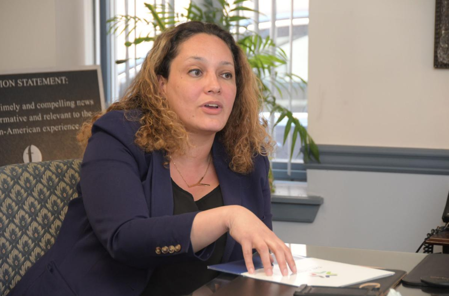 Screen Shot 2019-04-18 at 12.38.10 PM Yvette A. Núñez, vice president of civic affairs for the Chamber of Commerce for a Greater Philadelphia speaks about the PHL Neighborhood Growth Project (Abdul Sulayman/The Philadelphia Tribune)