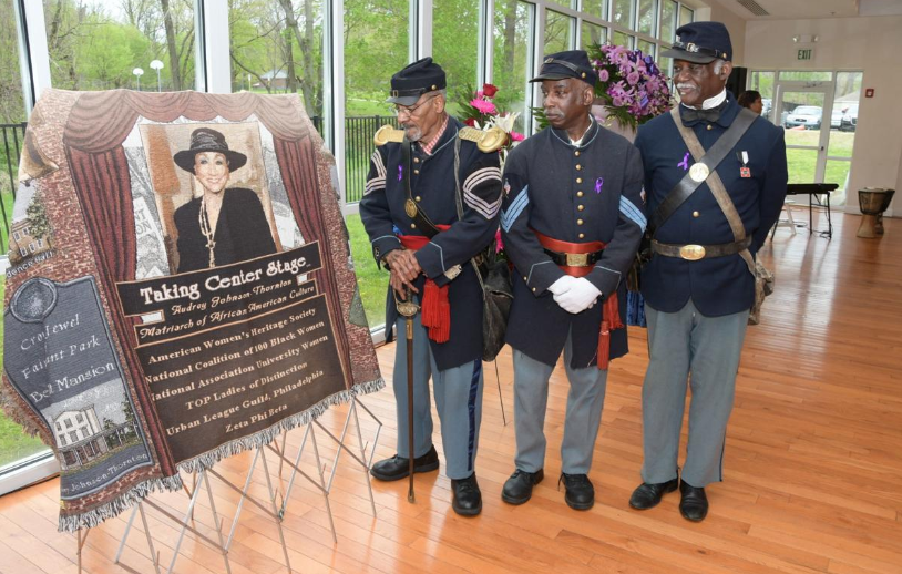 Screen Shot 2019-04-20 at 9.30.26 AM Buffalo Soldiers admire a picture of Audrey Patrick Johnson-Thorton (Abdul R. Sulayman/The Philadelphia Tribune)