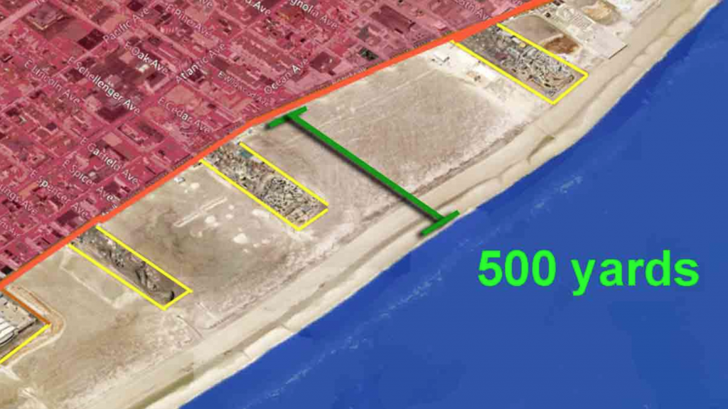 Screen Shot 2019-04-25 at 8.44.01 AM WHYY graphic showing the width of a Wildwood beach.