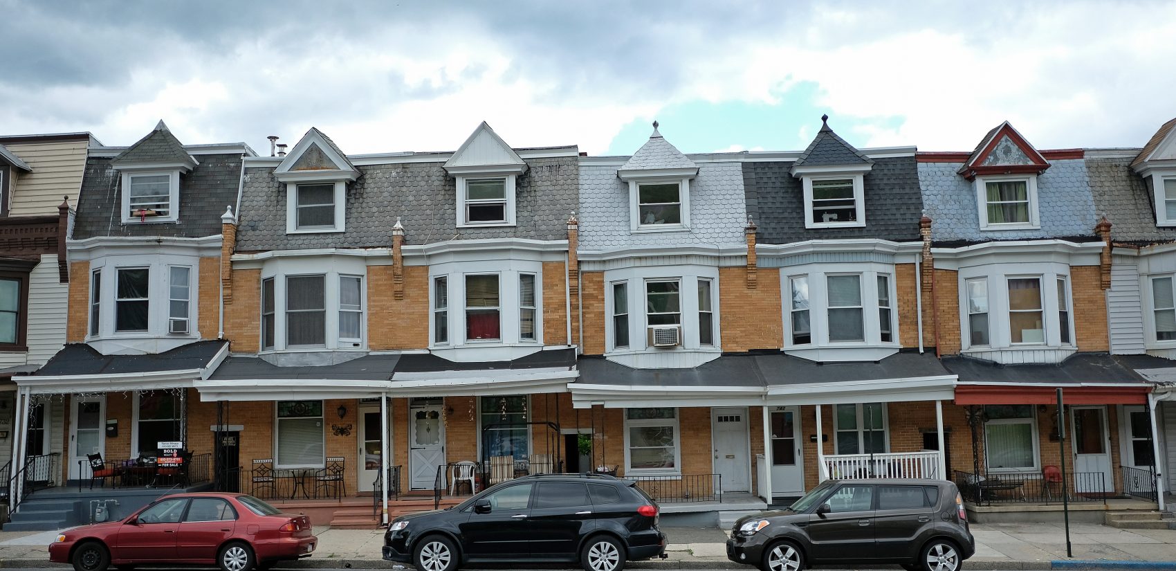 A line of rowhouses in Reading, Pennsylvania.