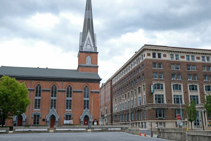 A church and YMCA on Washington Street in Reading, Pennsylvania. (Matt Smith for Keystone Crossroads)