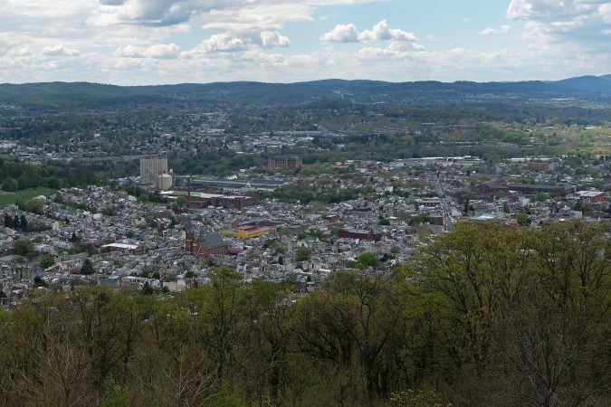 A bird's eye view of the city of Reading, Pennsylvania. (Matt Smith for Keystone Crossroads)
