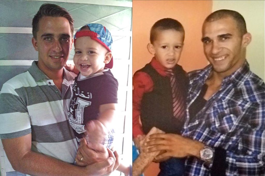 abel perez and pablo alvarez Abel Perez (left) and Pablo Alvarez (right), are pictured holding their sons. (Courtesy of Church World Service)