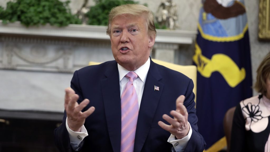President Trump repeated his false claim that the Obama administration had a policy of separating families at the border. (Evan Vucci/AP)