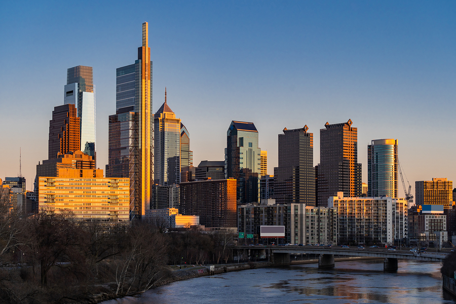 Philadelphia Skylines building sunset. A Federal Reserve study surveys the top occupations that don't require a four-year college degree. (Big Stock photo)