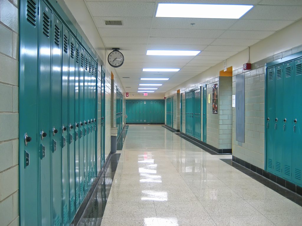 School Hallway Empty Hallway in a Public School