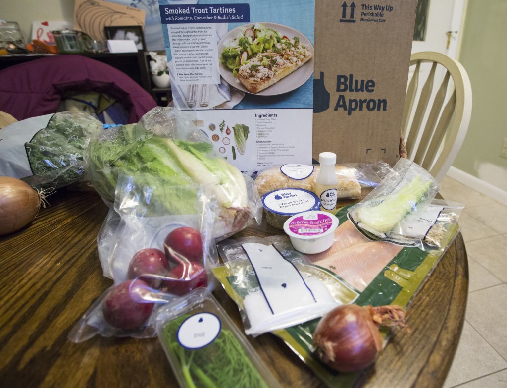 While it may seem that heaps of plastic from meal kit delivery services like Blue Apron make them less environmentally friendly than traditional grocery shopping, a new study says the kits actually produce less food waste. While it may seem that heaps of plastic from meal kit delivery services like Blue Apron make them less environmentally friendly than traditional grocery shopping, a new study says the kits actually produce less food waste.
(Derek Davis/Portland Press Herald via Getty Images)