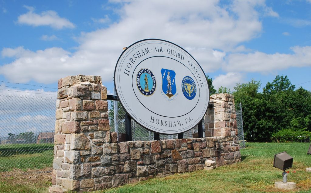 horsham_base_2-e1555102927919-1920×1191 The Horsham Air Guard Station in Bucks County, Pa. where the use of PFAS chemicals in firefighting foam has been linked with contamination of local water supplies. (Jon Hurdle/StateImpact Pennsylvania)