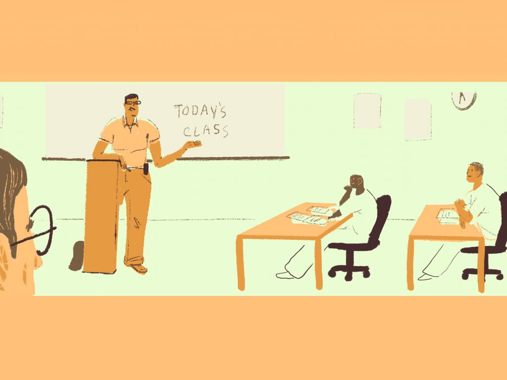 Inmates at the Staton Correctional Facility in Elmore, Ala.,take college classes from Auburn University professors. Inmates at the Staton Correctional Facility in Elmore, Ala., are taking college classes with Auburn University professors. (LA Johnson/NPR)
