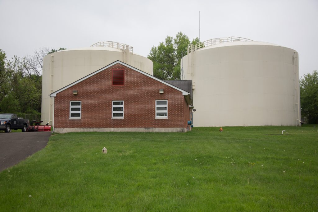 04 07 2019- e cohen – water treatment system – well 10 – warminster township-1 Groundwater must be treated if the water is tested to have over 70PPT of PFAS contamination. The water from Well 10 was last tested to have 251PPT. Well 10 is one of four wells in Warminster to have a water treatment system. After the water is treated, the tests come back with undetecable amounts of PFAS, and is stored in large storage tanks before it goes through the township distribution system and into the homes of residents. (Emily Cohen for WHYY)