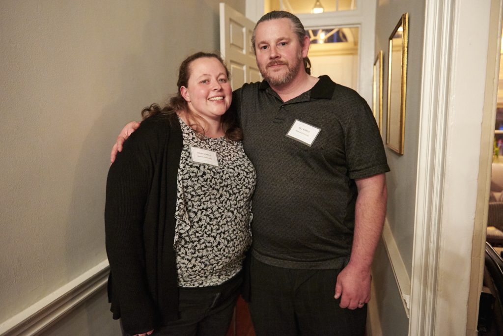 2019 05 10-n piserchio-trish kinkle bill kinkle-234 delancey street philadelphia pa-friends of safehouse event Trish and Bill Kinkle at a recent meeting for supporters of a plan to create a supervised injection site in Philadelphia. (Natalie Piserchio for WHYY)