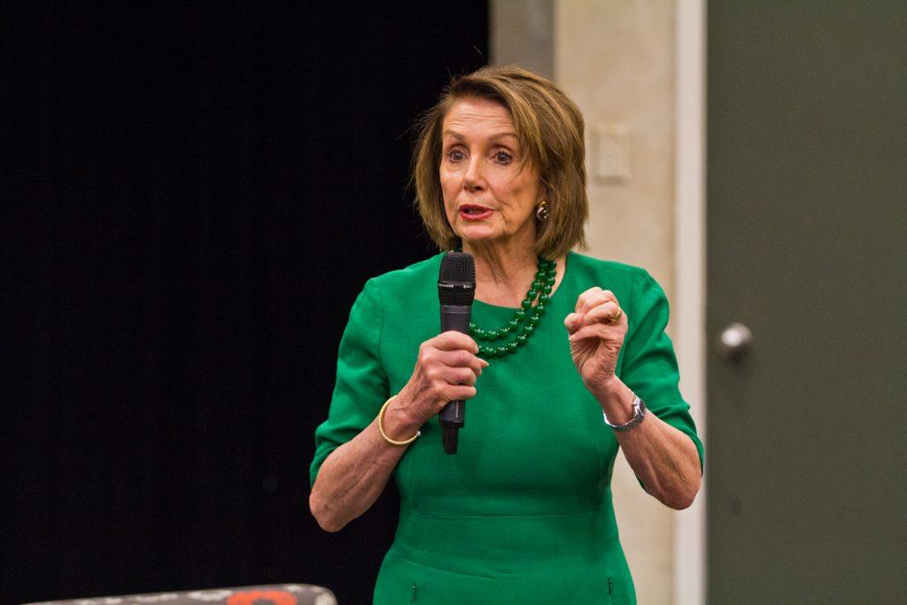 2019 05 24 nancy pelosi delco-5 Speaker of the House Nancy Pelosi speaks at an education forum at Delaware Valley Community College Friday morning. (Kimberly Paynter/WHYY)