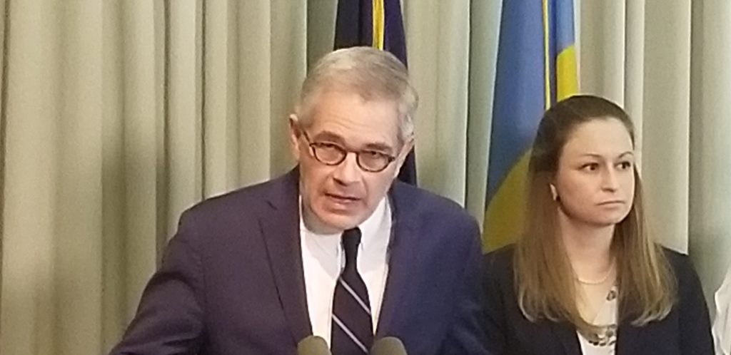 20190502_121355 Philadelphia District Attorney Larry Krasner announces that police now have leads in more than 65 sex assault cases. (Tom MacDonald/WHYY)