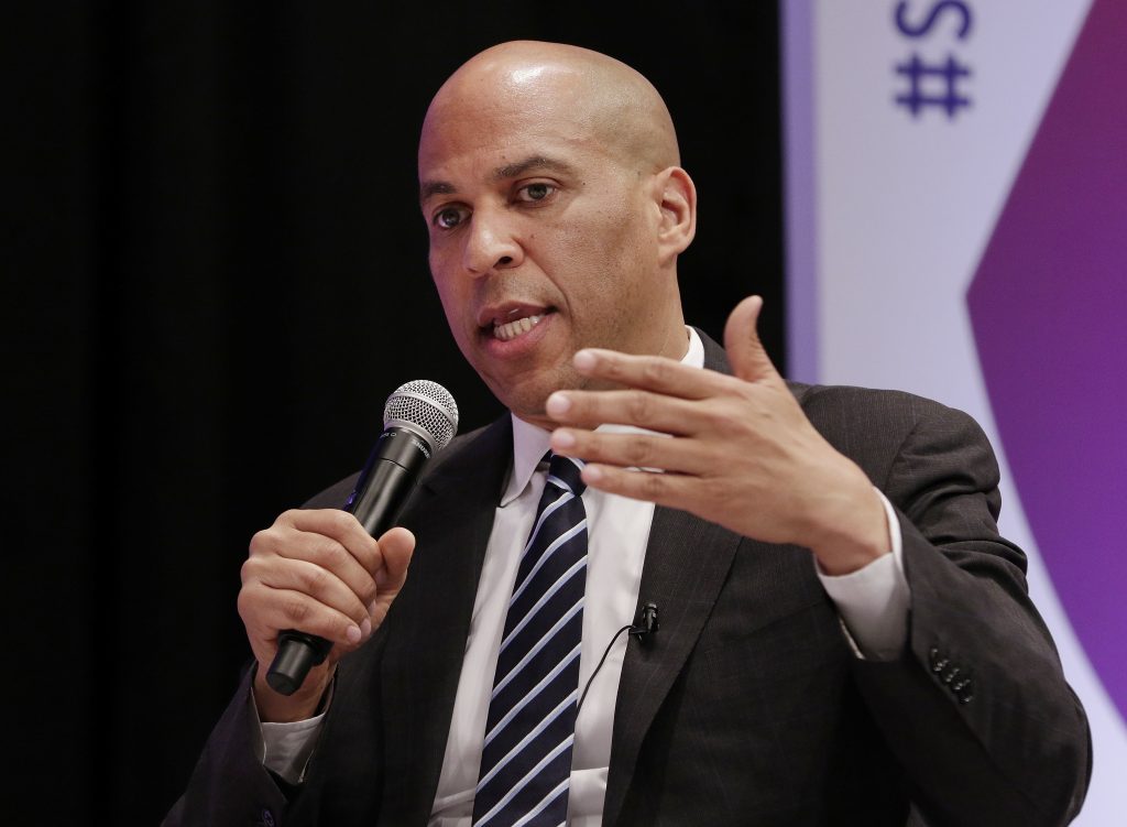 Democratic presidential candidate Sen. Cory Booker, D-N.J., answers questions during a presidential forum held by She The People on the Texas State University campus Wednesday, April 24, 2019, in Houston. (Michael Wyke/AP Photo)