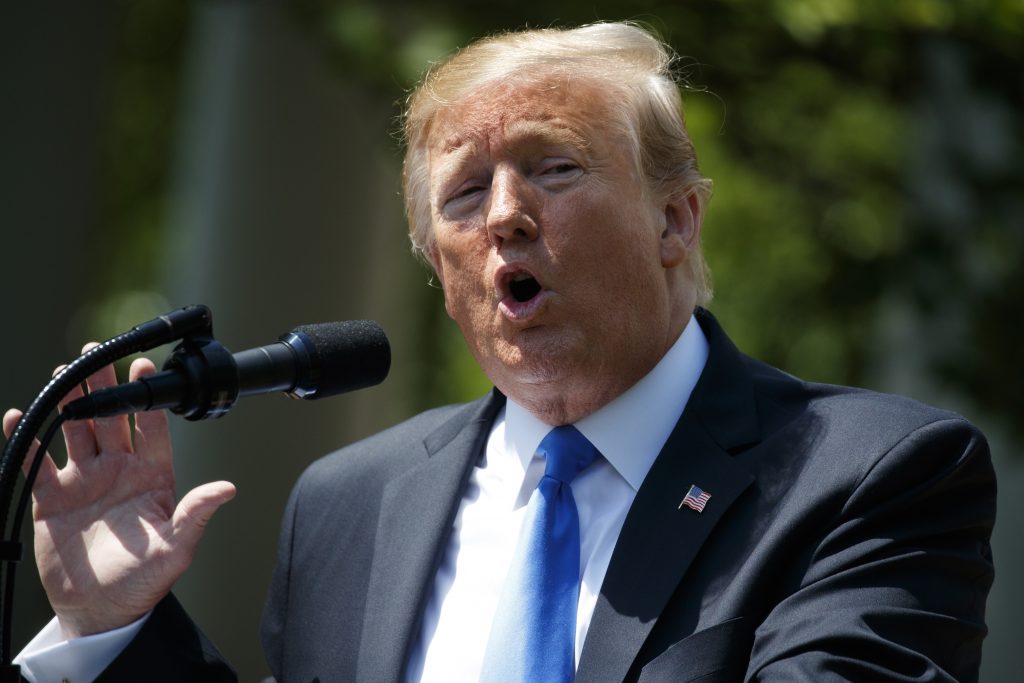 Donald Trump President Donald Trump speaks during a National Day of Prayer event in the Rose Garden of the White House, Thursday, May 2, 2019, in Washington. (Evan Vucci/AP Photo)