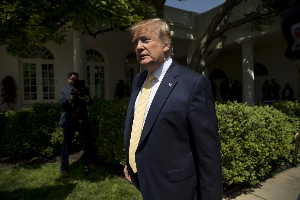 Donald Trump President Donald Trump arrives for a one year anniversary event for the first lady's Be Best initiative in the Rose Garden of the White House, Tuesday, May 7, 2019, in Washington. (Andrew Harnik/AP Photo)