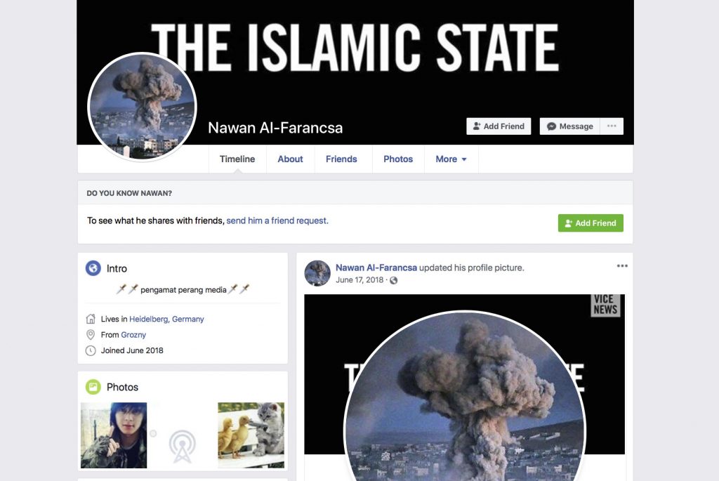 Facebook Celebrating Terrorism A banner reading