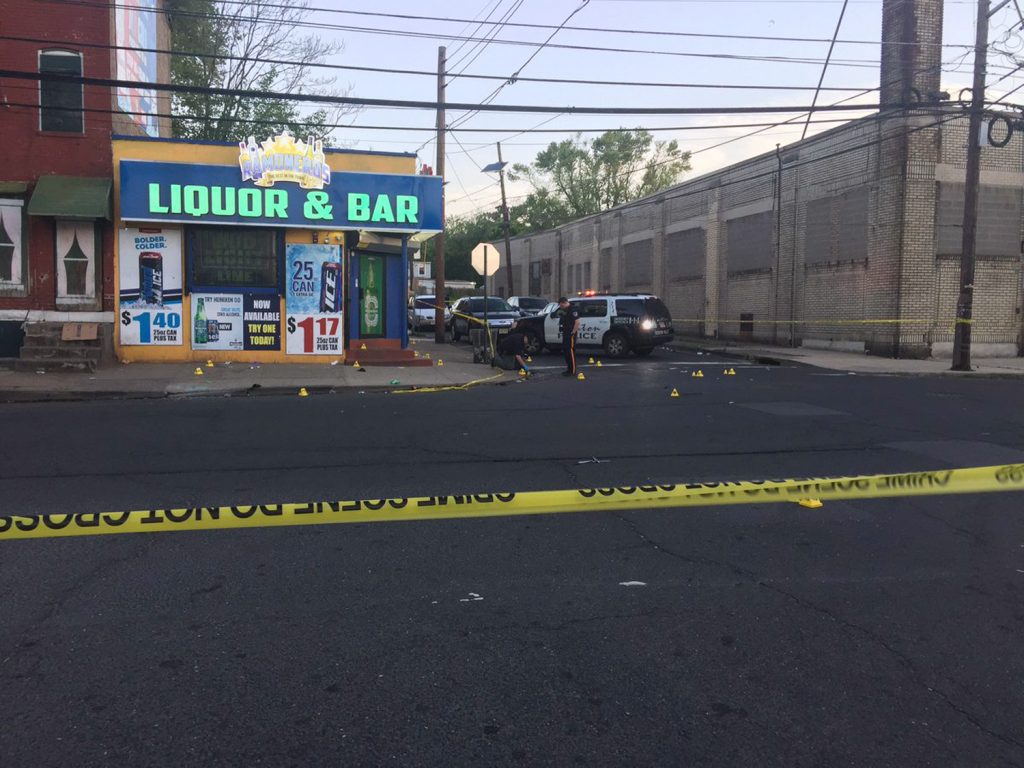 Bar Shooting New Jersey This photo provided by 3 CBS Philadelphia shows police canvasing the scene of a shooting in Trenton, N.J. on Saturday, May 25, 2019. New Jersey police say 10 people have been wounded following a shooting at a Trenton bar. Trenton police spokesman Capt. Stephen Varn said five men and five women were transported to local hospitals. He said one victim was critically wounded and taken into emergency surgery. (3 CBS Philadelphia via AP)