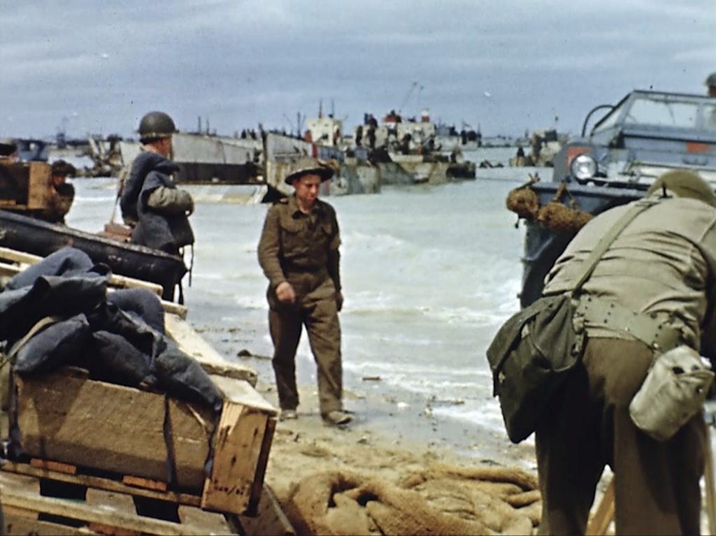D Day In Color Landing craft on the beach during D-Day on June 6, 1944 in France. Seventy-five years later, surprising color images of the D-Day invasion and aftermath bring an immediacy to wartime memories. They were filmed by Hollywood director George Stevens and rediscovered years after his death. (War Footage from the George Stevens Collection at the Library of Congress via AP)
