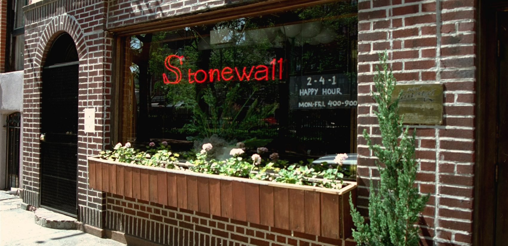 An exterior view of the Stonewall Inn in Greenwich Village section of New York, site of the 1969 riot that sparked the Gay Rights Movement.  This photo was taken in May 1994. (AP Photo/Kevin Larkin)